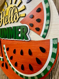 Image 3 of Hello Summer Watermelon Door Hanger – 15” Round