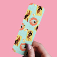 Image 1 of Retro Yellow Beach Girl Bookmark | Cute Pink Aesthetic Bookmark for Readers | Fun Summer Y2K Book...