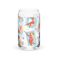 Image 4 of Retro Beach Girl Glass Can Cup | Vintage Summer Iced Coffee Drinkware (16 oz)