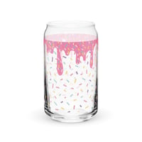 Image 4 of Pink Sprinkle Glass Can Cup with Bamboo Lid &amp; Straw | Retro Summer Drinkware