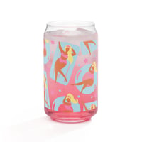 Image 5 of Retro Beach Girl Glass Can Cup | Vintage Summer Iced Coffee Drinkware (16 oz)