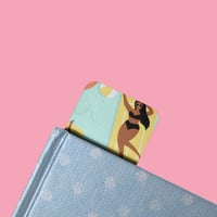 Image 4 of Retro Yellow Beach Girl Bookmark | Cute Pink Aesthetic Bookmark for Readers | Fun Summer Y2K Book...