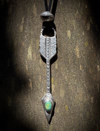 Image 2 of WL&A Handmade Large Sterling Silver Old Style Green Royston Arrow Pendant - Sz 4.25"