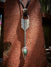 Image 3 of WL&A Handmade Large Sterling Silver Old Style Green Royston Arrow Pendant - Sz 4.25"