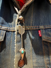 Image 1 of WL&A Handmade Large Sterling Silver Old Style Blue Royston Arrow Pendant - Sz 4.25" 