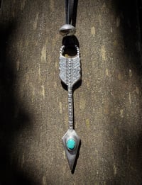 Image 2 of WL&A Handmade Large Sterling Silver Old Style Blue Royston Arrow Pendant - Sz 4.25" 