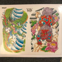 Image 1 of 1997 Official Tattoo Brand Dragon and Shi shi production sheet 605-c