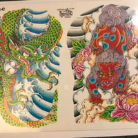 Image 2 of 1997 Official Tattoo Brand Dragon and Shi shi production sheet 605-c