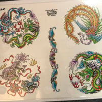 Image 2 of 1992 Official Tattoo Brand Dragons and phoenix production sheet 222-c