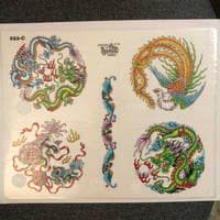 Image 1 of 1992 Official Tattoo Brand Dragons and phoenix production sheet 222-c