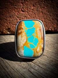Image 2 of WL&A Handmade Heavy Ingot Blue Ribbon Sunrise Ring - Size 10