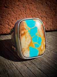 Image 3 of WL&A Handmade Heavy Ingot Blue Ribbon Sunrise Ring - Size 10