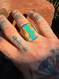 Image 5 of WL&A Handmade Heavy Ingot Blue Ribbon Sunrise Ring - Size 10