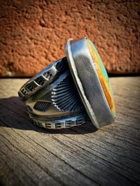 Image 6 of WL&A Handmade Heavy Ingot Blue Ribbon Sunrise Ring - Size 10