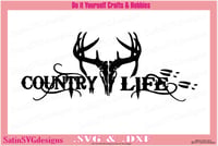 Image 1 of Country Life Deer Skull Design SVG Files, Cricut, Silhouette Studio, Digital Cut Files