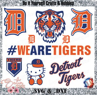 Image 1 of Detroit Tigers Baseball Set Design SVG Files, Cricut, Studio, Digital Cut Files