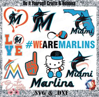 Image 1 of Florida Marlins Baseball Set Design SVG Files, Cricut, Studio, Digital Cut Files