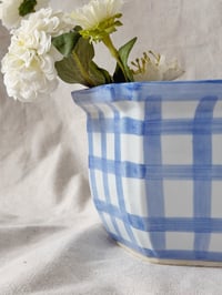 Image 2 of Vintage Painted Gingham Plant Pot