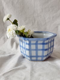 Image 1 of Vintage Painted Gingham Plant Pot