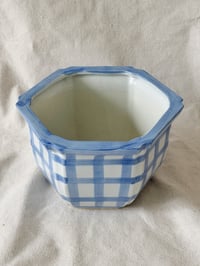 Image 3 of Vintage Painted Gingham Plant Pot
