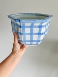 Image 5 of Vintage Painted Gingham Plant Pot