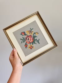 Image 1 of Vintage Cottage Florals Needlepoint