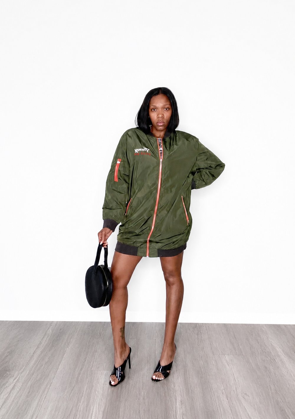 Signature Olive Oversize Bomber Jacket