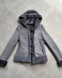 Image 5 of GREY LEATHER AND SHEARLING TOGGLE JACKET