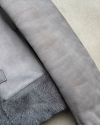 Image 6 of GREY LEATHER AND SHEARLING TOGGLE JACKET