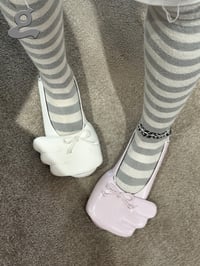 Image 7 of White Ballet Flats “Wings Q”