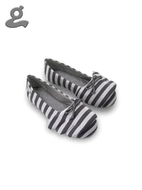 Image 1 of Grey Striped Ballet Flats “Wings Q”