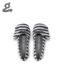 Image 3 of Grey Striped Ballet Flats “Wings Q”