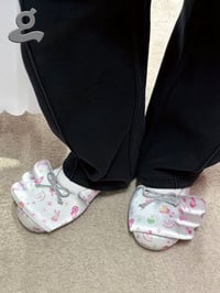 Image 7 of Grey Printed Satin  Ballet Flats “Wings Q”