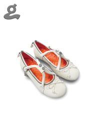 Image 1 of White Top-Handle Ballet Flats “Baggie”