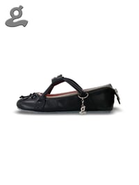 Image 2 of Black Top-Handle Ballet Flats “Baggie”
