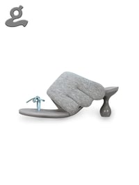 Image 2 of Grey Hoodie Round-Toe Heeled Sandals “Wings H”