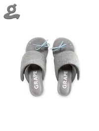 Image 3 of Grey Hoodie Round-Toe Heeled Sandals “Wings H”
