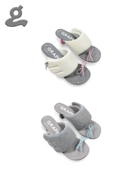Image 8 of Grey Hoodie Round-Toe Heeled Sandals “Wings H”