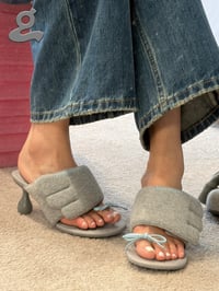 Image 7 of Grey Hoodie Round-Toe Heeled Sandals “Wings H”