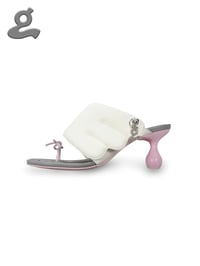Image 2 of White Round-Toe Heeled Sandals “Wings H”