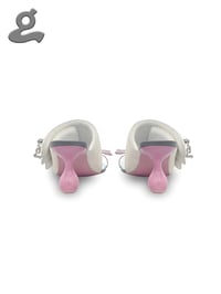 Image 4 of White Round-Toe Heeled Sandals “Wings H”