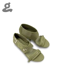 Image 1 of Studded Embroidered Wedge Sandals “Zipper”