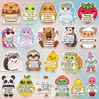 Image 2 of 120PCS Positive Affirmation Stickers – Cute Animal & Food Pun Vinyl Stickers