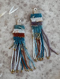Image 2 of Boucles d’oreilles « Kilim » bleu océan et topaz 