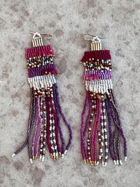 Image 2 of Boucles d’oreilles « Kilim » fushia et doré 