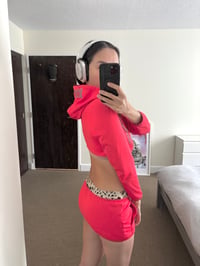 Image 7 of TERROR VISION - Upcycled Under Armour hoodie + micro skirt set ( red + reflective embroidery patch )