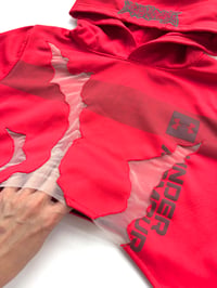 Image 3 of TERROR VISION - Upcycled Under Armour hoodie + micro skirt set ( red + reflective embroidery patch )