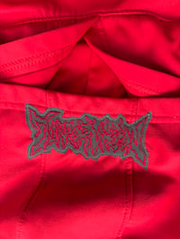 Image 4 of TERROR VISION - Upcycled Under Armour hoodie + micro skirt set ( red + reflective embroidery patch )