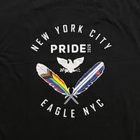 Image 3 of Limited Edition: NYC PRIDE 2026 / Eagle NYC Black Tee w/ Pride Feathers Logo