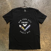Image 1 of Limited Edition: NYC PRIDE 2026 / Eagle NYC Black Tee w/ Pride Feathers Logo